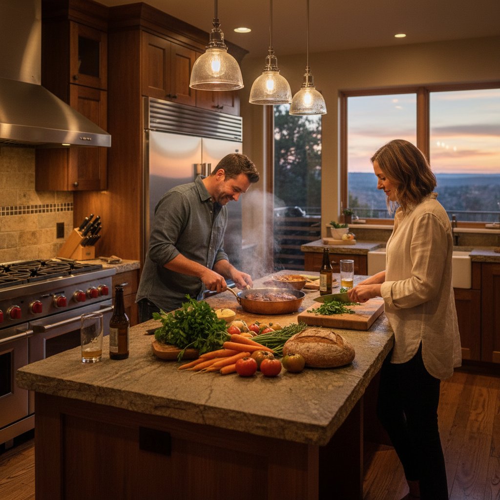 Family cooking in a Castle Rock, CO kitchen served by premium appliance repair specialists
