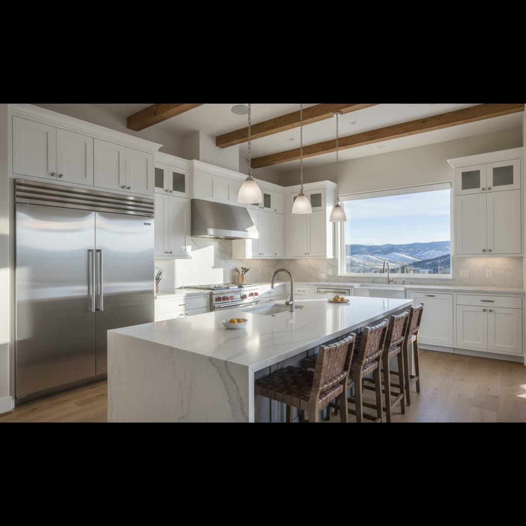 Gaggenau wall-mounted range hood over a cooktop in a Castle Rock, CO luxury kitchen