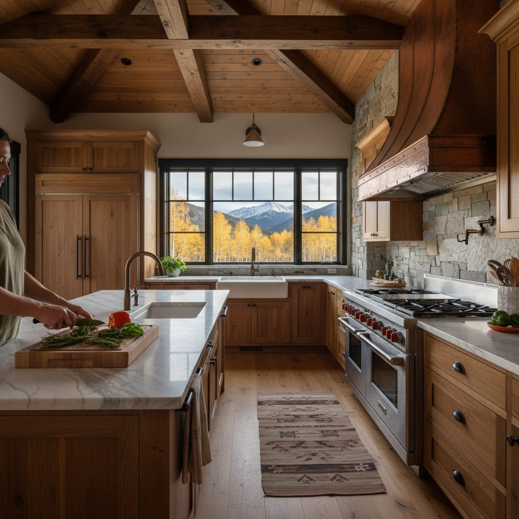 Luxury Castle Rock, CO kitchen with built-in Gaggenau cooktop, oven and refrigeration